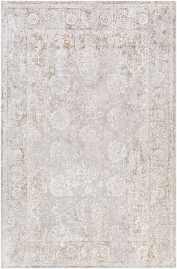 Carmel CRL-2305 Traditional Polyester Rug CRL2305-6796 Light Gray, White, Taupe, Mustard, Camel, Medium Gray 100% Polyester 6'7" x 9'6"