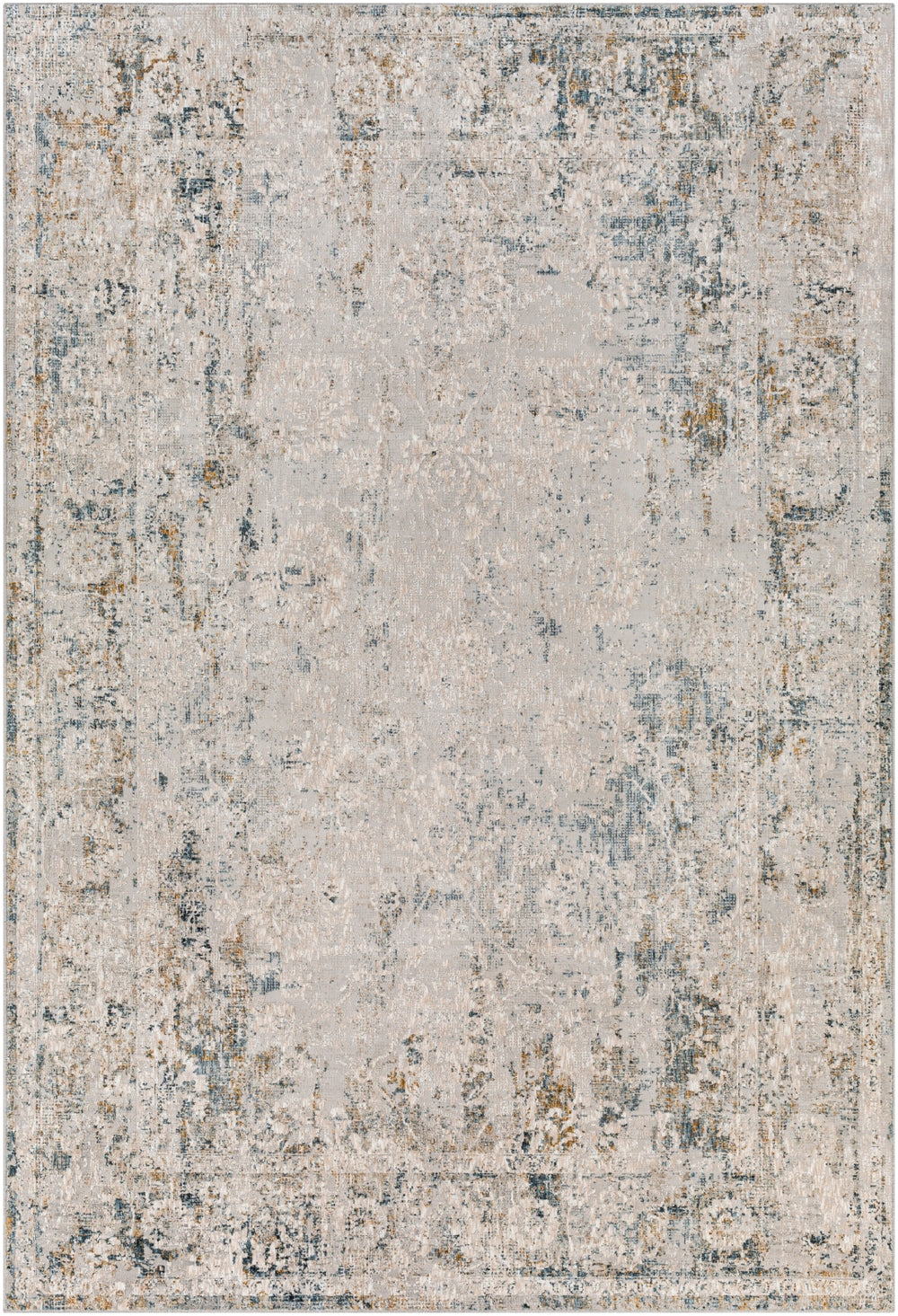 Carmel CRL-2306 Traditional Polyester Rug CRL2306-912 Light Gray, Navy, White, Taupe, Mustard, Camel 100% Polyester 9' x 12'
