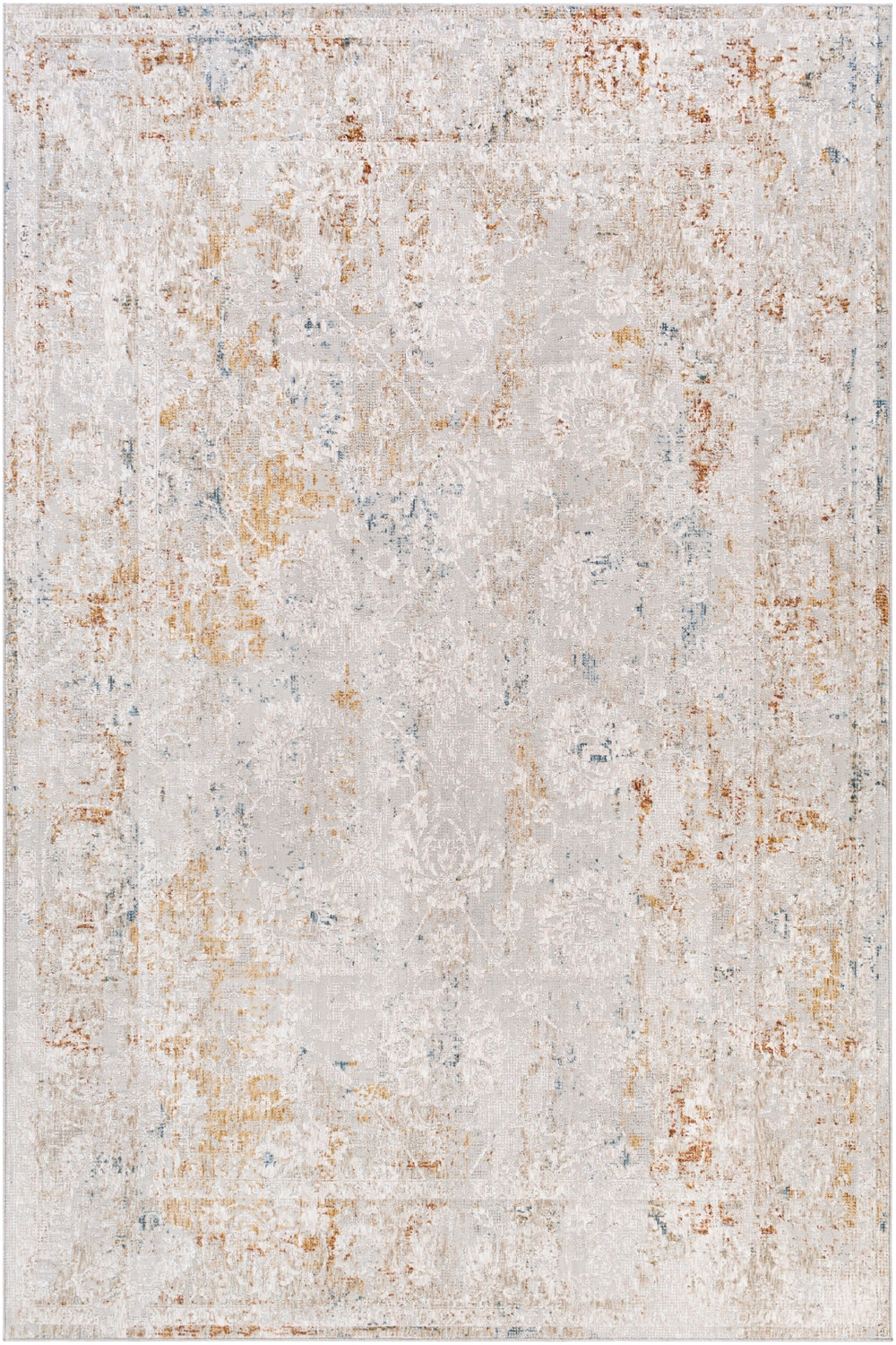 Carmel CRL-2307 Traditional Polyester Rug CRL2307-912 Light Gray, Navy, White, Taupe, Mustard, Camel, Medium Gray, Ivory, Aqua, Clay 100% Polyester 9' x 12'
