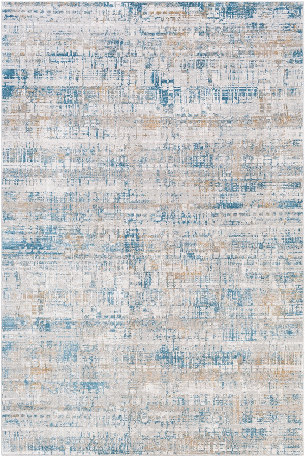 Carmel CRL-2308 Modern Polyester Rug CRL2308-912 Light Gray, White, Taupe, Mustard, Camel, Aqua 100% Polyester 9' x 12'