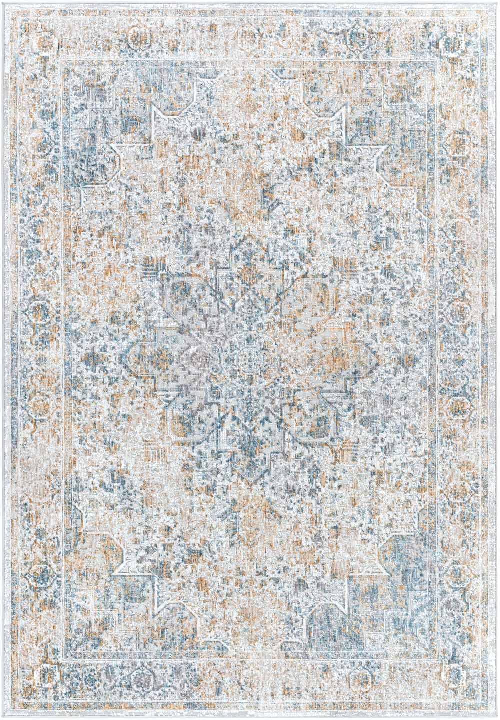 Carmel CRL-2312 Traditional Polyester Rug CRL2312-912 Taupe, Aqua, Navy, Mustard, Light Gray, White, Camel 100% Polyester 9' x 12'