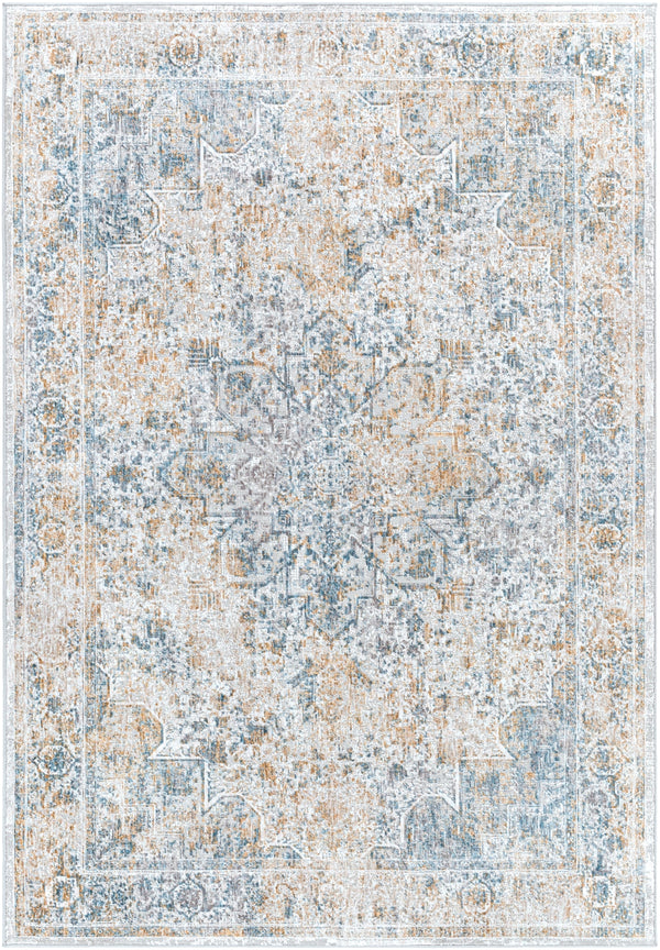 Carmel CRL-2312 Traditional Polyester Rug CRL2312-912 Taupe, Aqua, Navy, Mustard, Light Gray, White, Camel 100% Polyester 9' x 12'