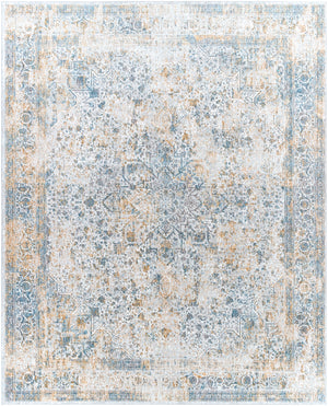 Carmel CRL-2312 Traditional Polyester Rug CRL2312-71010 Taupe, Aqua, Navy, Mustard, Light Gray, White, Camel 100% Polyester 7'10" x 10'