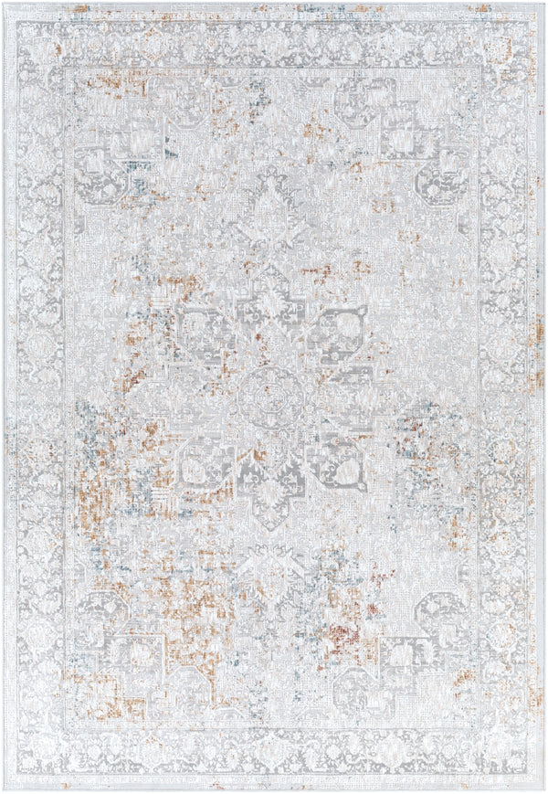 Carmel CRL-2313 Traditional Polyester Rug CRL2313-573 Taupe, Light Gray, Aqua, Mustard, White, Navy, Camel, Clay 100% Polyester 5' x 7'3"