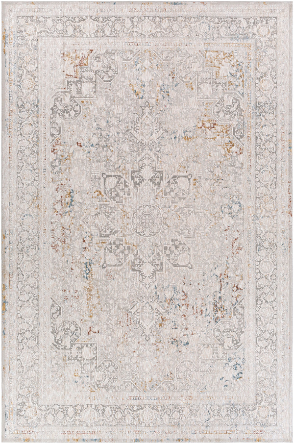 Carmel CRL-2313 Traditional Polyester Rug CRL2313-912 Taupe, Light Gray, Aqua, Mustard, White, Navy, Camel, Clay 100% Polyester 9' x 12'