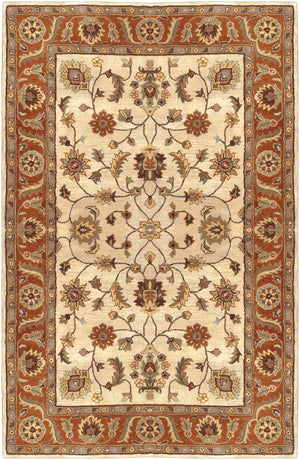 Crowne CRN-6004 Traditional Wool Rug CRN6004-913 Beige, Camel, Dark Brown, Black, Khaki, Dark Red, Medium Gray, Wheat, Taupe 100% Wool 9' x 13'
