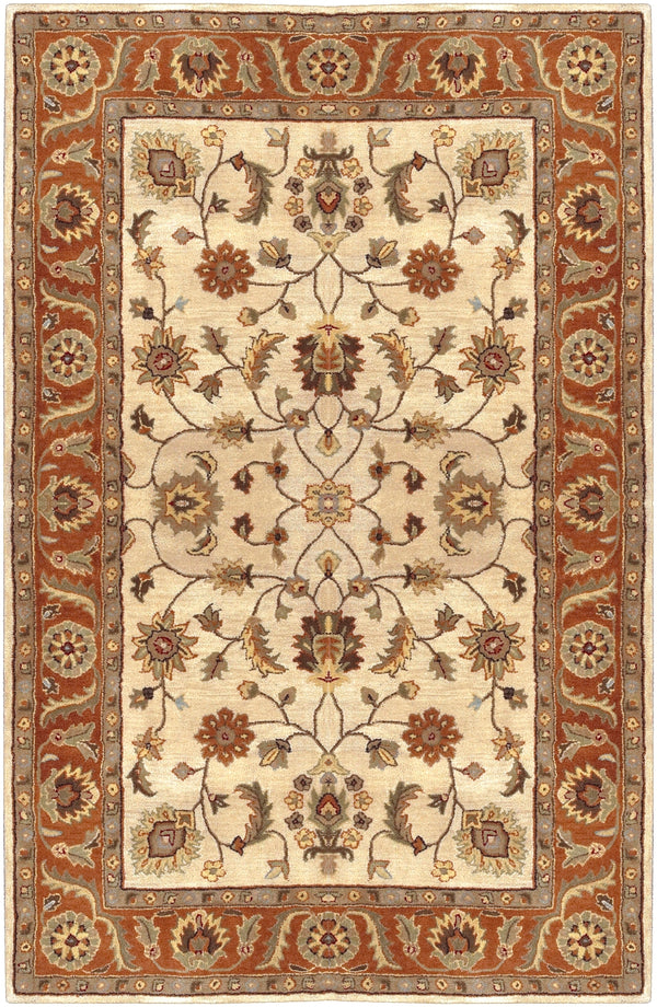 Crowne CRN-6004 Traditional Wool Rug CRN6004-913 Beige, Camel, Dark Brown, Black, Khaki, Dark Red, Medium Gray, Wheat, Taupe 100% Wool 9' x 13'