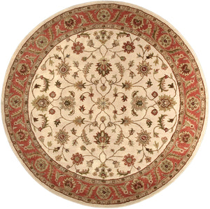 Crowne CRN-6004 Traditional Wool Rug CRN6004-8RD Beige, Camel, Dark Brown, Black, Khaki, Dark Red, Medium Gray, Wheat, Taupe 100% Wool 8' Round