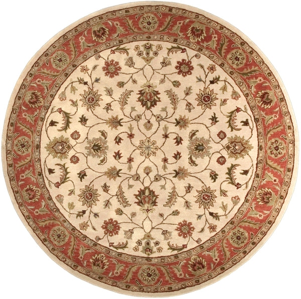 Crowne CRN-6004 Traditional Wool Rug CRN6004-8RD Beige, Camel, Dark Brown, Black, Khaki, Dark Red, Medium Gray, Wheat, Taupe 100% Wool 8' Round