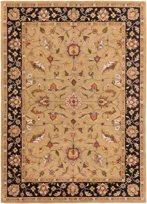 Crowne CRN-6007 Traditional Wool Rug CRN6007-811 Tan, Black, Medium Gray, Olive, Dark Brown, Butter, Khaki, Dark Red, Charcoal 100% Wool 8' x 11'