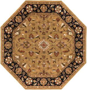 Crowne CRN-6007 Traditional Wool Rug CRN6007-8OC Tan, Black, Medium Gray, Olive, Dark Brown, Butter, Khaki, Dark Red, Charcoal 100% Wool 8' Octagon