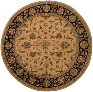 Crowne CRN-6007 Traditional Wool Rug CRN6007-8RD Tan, Black, Medium Gray, Olive, Dark Brown, Butter, Khaki, Dark Red, Charcoal 100% Wool 8' Round