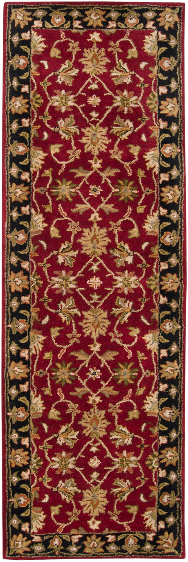 Crowne CRN-6013 Traditional Wool Rug CRN6013-312 Garnet, Black, Camel, Khaki, Clay, Charcoal, Dark Brown, Tan, Moss, Taupe 100% Wool 3' x 12'