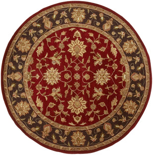 Crowne CRN-6013 Traditional Wool Rug CRN6013-8RD Garnet, Black, Camel, Khaki, Clay, Charcoal, Dark Brown, Tan, Moss, Taupe 100% Wool 8' Round