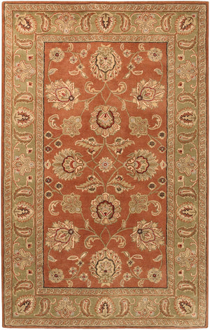 Crowne CRN-6019 Traditional Wool Rug CRN6019-58 Camel, Dark Brown, Black 100% Wool 5' x 8'