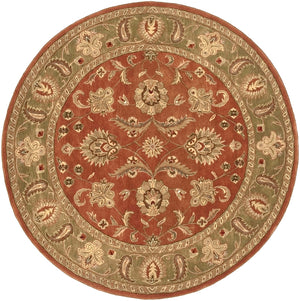 Crowne CRN-6019 Traditional Wool Rug CRN6019-8RD Camel, Dark Brown, Black 100% Wool 8' Round