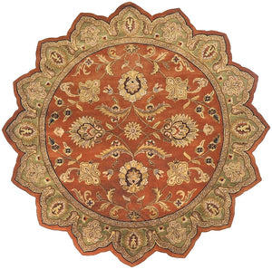 Crowne CRN-6019 Traditional Wool Rug CRN6019-8STAR Camel, Dark Brown, Black 100% Wool 8' Star
