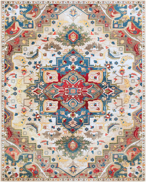 Crafty CRT-2303 Traditional Polypropylene Rug CRT2303-710910 Navy, White, Khaki, Camel, Burnt Orange, Dark Red, Olive, Bright Yellow, Saffron, Dark Brown 100% Polypropylene 7'10" x 9'10"