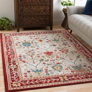 Crafty CRT-2309 Traditional Polypropylene Rug CRT2309-9123 Dark Red, Burnt Orange, White, Khaki, Navy, Olive, Bright Yellow, Saffron, Dark Brown 100% Polypropylene 9' x 12'4"