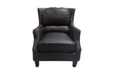 Porter Designs Garnett Crackle Leather Club Style Transitional Chair Black 02-201-06-522