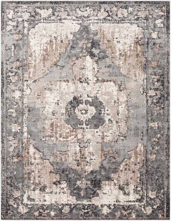 Chelsea CSA-2304 Traditional Polypropylene Rug CSA2304-710103 Charcoal, Dark Brown, Camel, Medium Gray, Ivory 100% Polypropylene 7'10" x 10'3"