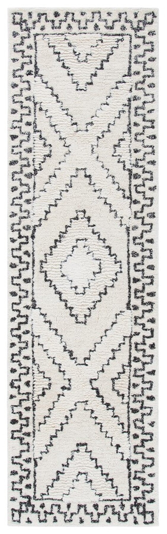 Casablanca 205 Bohemian Hand Tufted 80% Wool, 10% Polyester, 10% Cotton Rug Black / Ivory