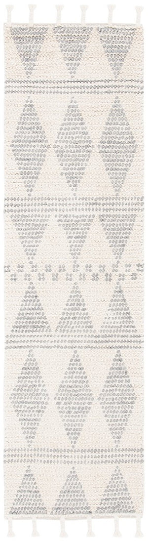 Casablanca 488 With Tassel Bohemian Hand Woven 100% Wool Pile Rug Ivory / Grey