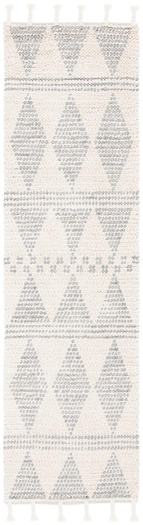 Casablanca 488 With Tassel Bohemian Hand Woven 100% Wool Pile Rug Ivory / Grey