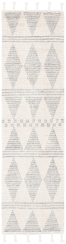 Casablanca 488 With Tassel Bohemian Hand Woven 100% Wool Pile Rug Ivory / Grey