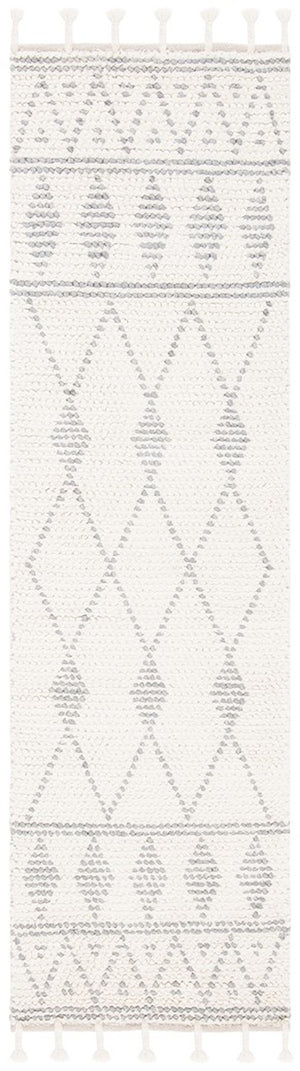 Casablanca 490 With Tassel Bohemian Hand Woven 100% Wool Pile Rug Ivory / Grey