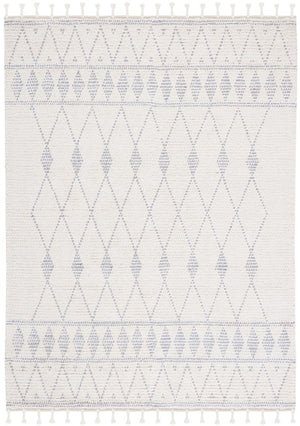 Casablanca 490 With Tassel Bohemian Hand Woven 100% Wool Pile Rug Ivory / Grey
