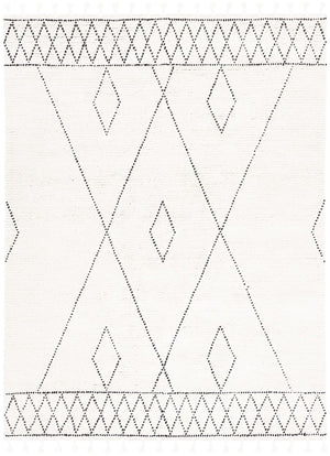 Casablanca 492 With Tassel Bohemian Hand Woven 100% Wool Pile Rug Ivory / Black