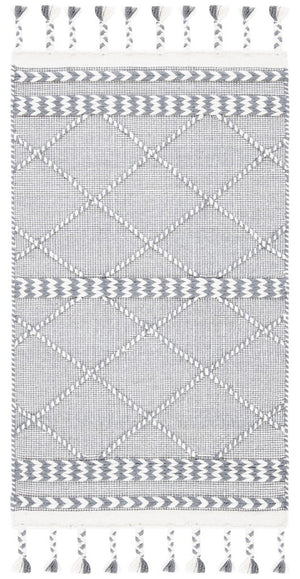 Casablanca 575 With Tassel Handloomed 80% Wool, 20% Cotton Bohemian Rug Grey / Ivory 80% WOOL, 20% COTTON CSB575F-8