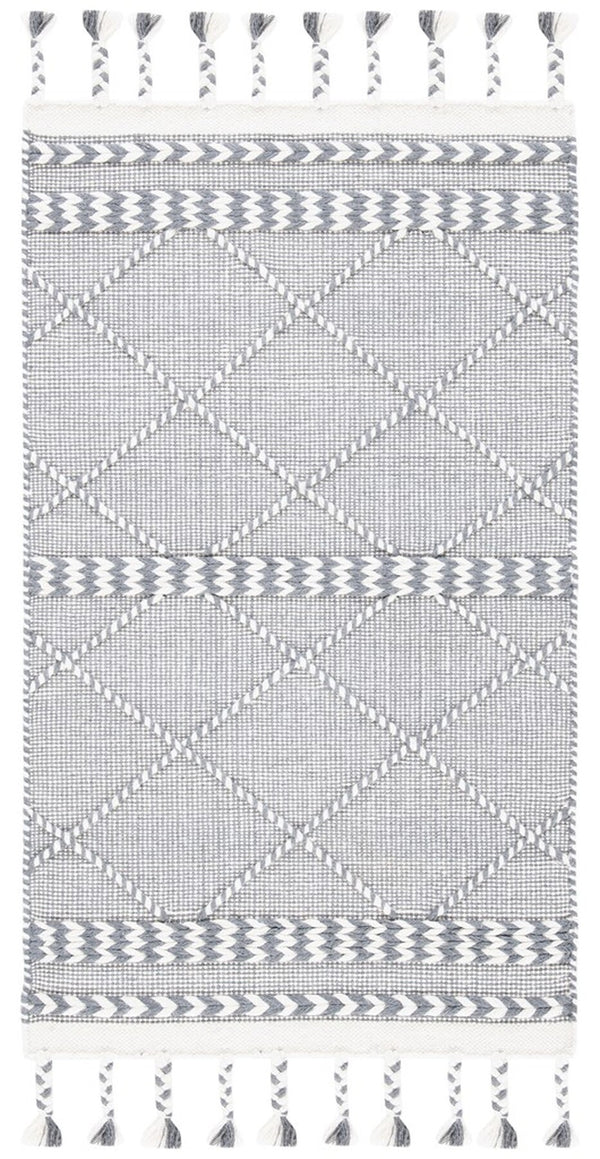 Casablanca 575 With Tassel Handloomed 80% Wool, 20% Cotton Bohemian Rug Grey / Ivory 80% WOOL, 20% COTTON CSB575F-8