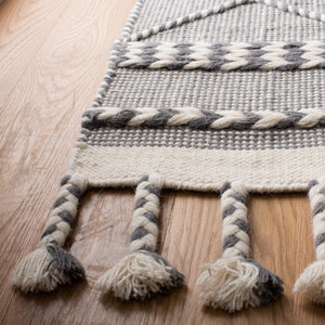 Casablanca 575 With Tassel Handloomed 80% Wool, 20% Cotton Bohemian Rug Grey / Ivory 80% WOOL, 20% COTTON CSB575F-8