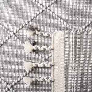 Casablanca 575 With Tassel Handloomed 80% Wool, 20% Cotton Bohemian Rug Grey / Ivory 80% WOOL, 20% COTTON CSB575F-8