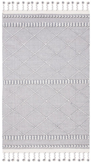 Casablanca 575 With Tassel Handloomed 80% Wool, 20% Cotton Bohemian Rug Grey / Ivory 80% WOOL, 20% COTTON CSB575F-8
