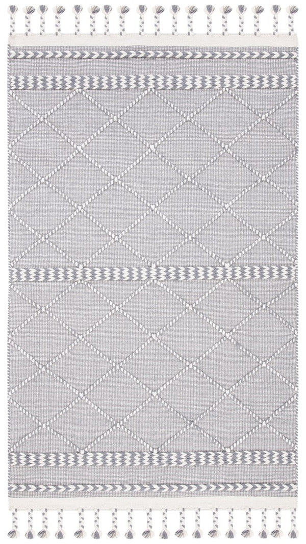 Casablanca 575 With Tassel Handloomed 80% Wool, 20% Cotton Bohemian Rug Grey / Ivory 80% WOOL, 20% COTTON CSB575F-8