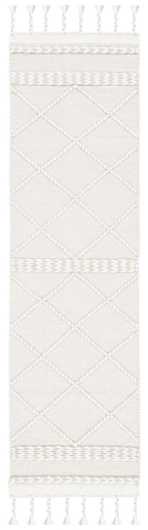 Casablanca 575 With Tassel Handloomed 80% Wool, 20% Cotton Bohemian Rug Silver / Ivory 80% WOOL, 20% COTTON CSB575G-8