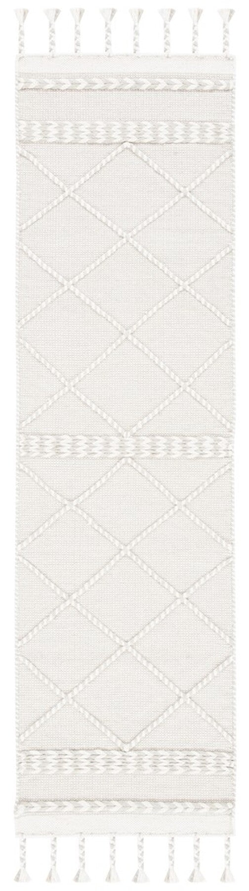 Casablanca 575 With Tassel Handloomed 80% Wool, 20% Cotton Bohemian Rug Silver / Ivory 80% WOOL, 20% COTTON CSB575G-8