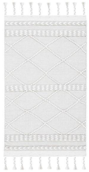 Casablanca 575 With Tassel Handloomed 80% Wool, 20% Cotton Bohemian Rug Silver / Ivory 80% WOOL, 20% COTTON CSB575G-8