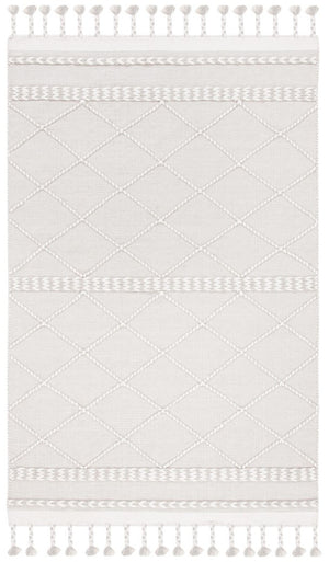 Casablanca 575 With Tassel Handloomed 80% Wool, 20% Cotton Bohemian Rug Silver / Ivory 80% WOOL, 20% COTTON CSB575G-8