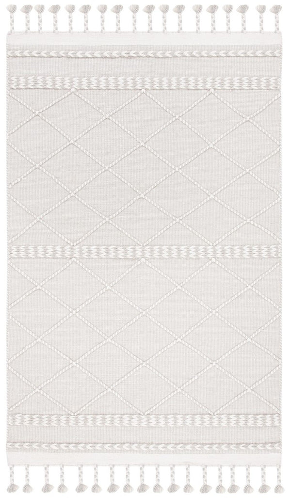 Casablanca 575 With Tassel Handloomed 80% Wool, 20% Cotton Bohemian Rug Silver / Ivory 80% WOOL, 20% COTTON CSB575G-8