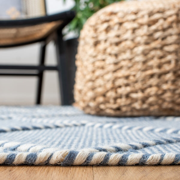 Casablanca 575 With Tassel Handloomed 80% Wool, 20% Cotton Bohemian Rug Blue / Ivory 80% WOOL, 20% COTTON CSB575N-8