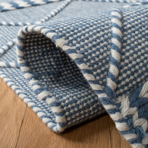 Casablanca 575 With Tassel Handloomed 80% Wool, 20% Cotton Bohemian Rug Blue / Ivory 80% WOOL, 20% COTTON CSB575N-8