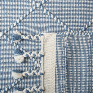 Casablanca 575 With Tassel Handloomed 80% Wool, 20% Cotton Bohemian Rug Blue / Ivory 80% WOOL, 20% COTTON CSB575N-8