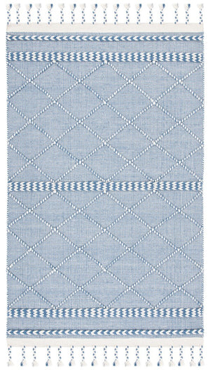 Casablanca 575 With Tassel Handloomed 80% Wool, 20% Cotton Bohemian Rug Blue / Ivory 80% WOOL, 20% COTTON CSB575N-8