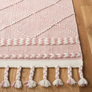 Casablanca 575 With Tassel Handloomed 80% Wool, 20% Cotton Bohemian Rug Pink / Ivory 80% WOOL, 20% COTTON CSB575U-8