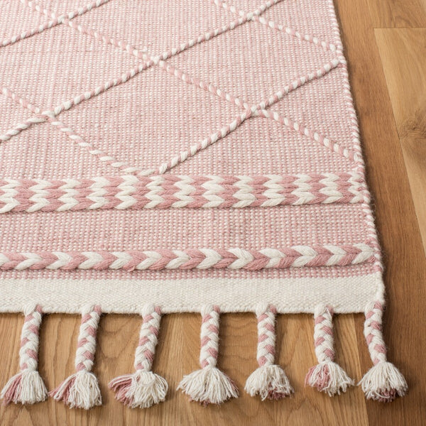 Casablanca 575 With Tassel Handloomed 80% Wool, 20% Cotton Bohemian Rug Pink / Ivory 80% WOOL, 20% COTTON CSB575U-8