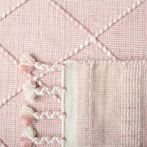 Casablanca 575 With Tassel Handloomed 80% Wool, 20% Cotton Bohemian Rug Pink / Ivory 80% WOOL, 20% COTTON CSB575U-8